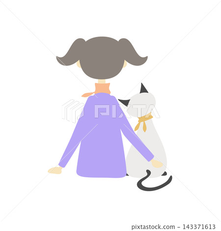 A cat interacting with a girl. A cat interacting with a girl. 143371613