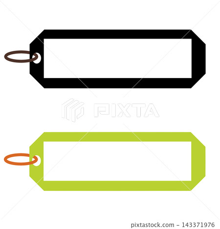 Set of 2 ring-attached tags (black and light green) with customizable text; transparent background. Set of 2 ring-attached tags (black and light green) with customizable text; transparent background. 143371976