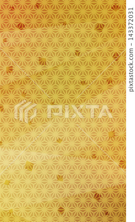 Hemp leaf pattern Gold gradation Japanese paper background 143372031