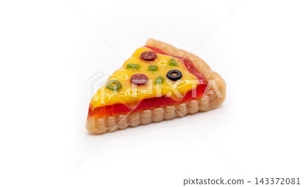 Slice of pizza toy isolated on white background with pepperoni fastfood miniature plaything triangle toppings isolated background horizontal perspective appetizing Slice of pizza toy isolated on white background with pepperoni fastfood miniature plaything triangle toppings isolated background horizontal perspective appetizing 143372081