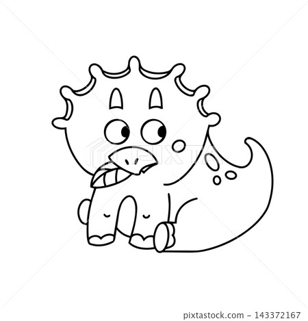 Cute baby triceratops dinosaur coloring page outline vector. Sweet adorable cheerful lovely nature character. Kids nursery wall art apparel sticker project. Cute baby triceratops dinosaur coloring page outline vector. Sweet adorable cheerful lovely nature character. Kids nursery wall art apparel sticker project. 143372167