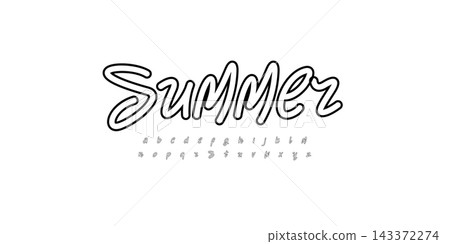 Summer font, marker letters, graffiti-inspired shadowed alphabet, playful rounded typography. Handdrawn script for youth logo, artistic calligraphy, brush script typography. Vector typeset. 143372274
