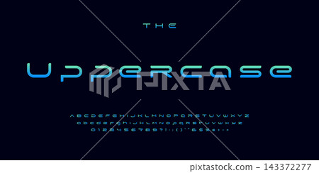 Expanded futuristic font, thin wide alphabet. High tech typeset for headline and logo of hud, ai, data science, sci-fi, science and medical technology, digital interface. Vector typography Expanded futuristic font, thin wide alphabet. High tech typeset for headline and logo of hud, ai, data science, sci-fi, science and medical technology, digital interface. Vector typography 143372277