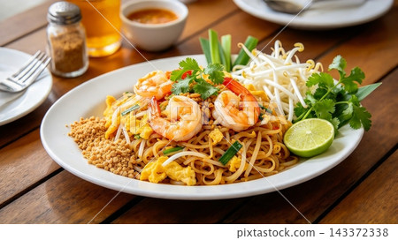 Pad thai in a bowl on the table Thai food Pad thai in a bowl on the table Thai food 143372338