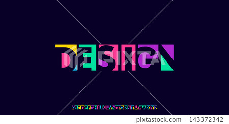 colorful abstract alphabet, bold playful letters, geometric modular font with vibrant display feel, creative logo branding, modern poster headline, artistic typographic identity. Vector typeset colorful abstract alphabet, bold playful letters, geometric modular font with vibrant display feel, creative logo branding, modern poster headline, artistic typographic identity. Vector typeset 143372342