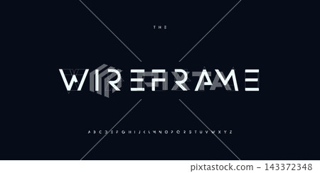 Architect Font Logo Alphabet Blueprint Letter Set Modern Typography, Creative Typographic Design for Architectural Title Text, Technical Project Headline and Logotype, Contour Fonts. Vector Typeface 143372348