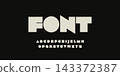 Rebellious font, ultramodern heavy typeset with sharp angles. Rough letters, futuristic cyberpunk alphabet, minimalist type for techno logo, headline and monogram. Vector typographic font design. 143372387