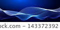AI Wave Data Stream Digital Wavy Line Flow. Blend Linear Connection, Blue Light Abstract Pattern. Sound Audio Voice Equaliser Pulse Visualisation. Artificial Intelligence Pattern. Vector Illustration 143372392