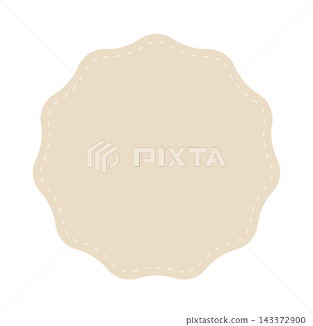 Simple beige emblem-style decoration - stylish frame and embellishments with dotted stitching. Simple beige emblem-style decoration - stylish frame and embellishments with dotted stitching. 143372900