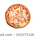 Homemade pizza on white backgrounds top view 143373126