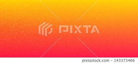 Warm sunset grain gradation with airbrush texture for template poster and presentation. Glowing orange melts into deep red over gritty sunset noise and blur. Vector backdrop with rough grainy glow 143373466