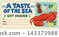 Seafood Gift Voucher Template with Red Crab and Blank Value Fields 143373988