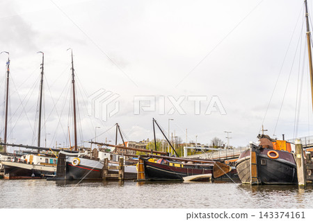 Boats Moored in a Harbor Boats Moored in a Harbor 143374161