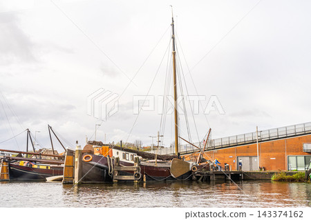 Boats Moored in a Harbor Boats Moored in a Harbor 143374162