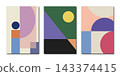Vector posters. Abstract trendy universal art patterns. Various geometric shapes in pleasant colors. Good for cover, invitation, banner, poster, brochure, placard, card, flyer and more. 143374415
