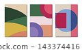 Vector posters. Abstract trendy universal art patterns. Various geometric shapes in pleasant colors. Good for cover, invitation, banner, poster, brochure, placard, card, flyer and more. 143374416