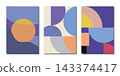 Vector posters. Abstract trendy universal art patterns. Various geometric shapes in pleasant colors. Good for cover, invitation, banner, poster, brochure, placard, card, flyer and more. 143374417