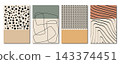 Vector flat poster. Minimalist illustrations with geometric shapes and pastel tones. Vintage style. Design for wall decoration, card, poster or brochure. 143374451