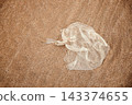 Environment, Ecology Care, Renewable Concept. Plastic Waste on the Beach Sand. Top View 143374655