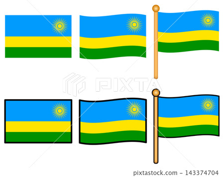 Rwanda flag illustration set Rwanda flag illustration set 143374704
