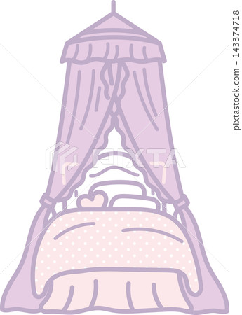 Illustration of a four-poster bed Illustration of a four-poster bed 143374718