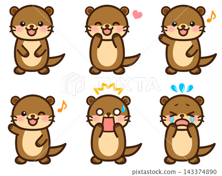 Cute otter illustration set Cute otter illustration set 143374890