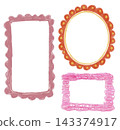 Oil pastel and crayon frames set isolated on white background. Hand drawn dusty pink, orange and bright pink borders collage. 143374917