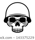 Military Skull in Soldier Combat Helmet Tattoo Vector Art 143375229