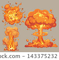 Cartoon Explosion Mushroom Cloud Blast Effect Vector Art 143375232