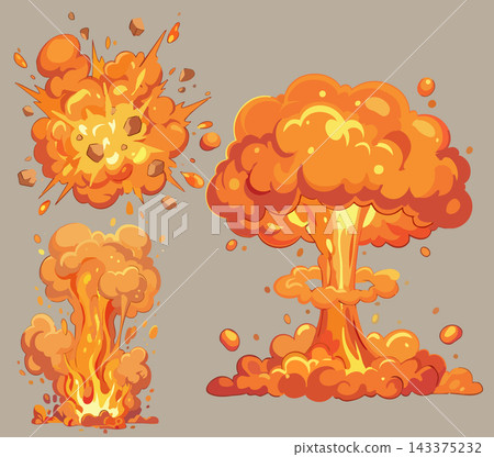 Cartoon Explosion Mushroom Cloud Blast Effect Vector Art Cartoon Explosion Mushroom Cloud Blast Effect Vector Art 143375232
