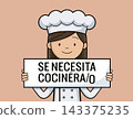 Female Chef Holding Se Necesita Cocinera Recruitment Sign 143375235