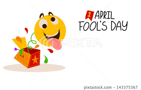 April Fool Day horizontal banner template with copy space. Vector Illustration with hand writing lettering, jack in the box springing out of a box. Party invitation. Flyer, poster, brochure, card April Fool Day horizontal banner template with copy space. Vector Illustration with hand writing lettering, jack in the box springing out of a box. Party invitation. Flyer, poster, brochure, card 143375367