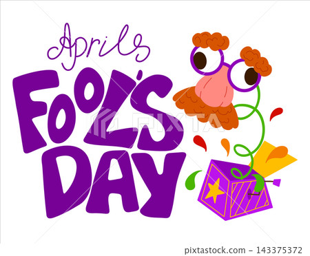 April Fool Day poster template. Vector Illustration with hand writing lettering and hand drawn jack in the box springing out of a box. Party invitation. Flyer, poster, brochure, card, banner April Fool Day poster template. Vector Illustration with hand writing lettering and hand drawn jack in the box springing out of a box. Party invitation. Flyer, poster, brochure, card, banner 143375372