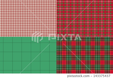 Gingham and Christmas check pattern set 143375437