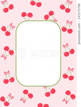 Cherry frame template on a pastel background. Romantic vertical border for invitations and cards. 143375786