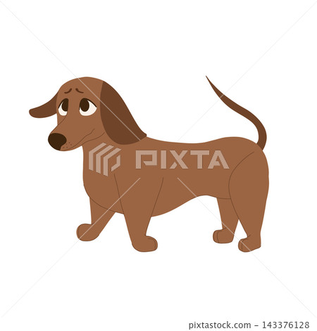 Dachshund charming vector illustration. Perfect for pet lovers' designs. Great for greeting cards, stickers, social media graphics and prints Dachshund charming vector illustration. Perfect for pet lovers' designs. Great for greeting cards, stickers, social media graphics and prints 143376128