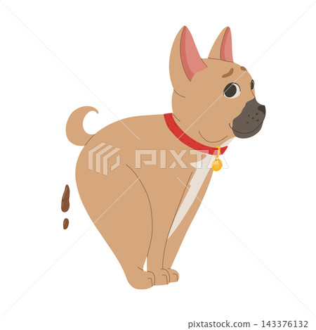 Funny hand-drawn pooping bulldog character vector illustration. Ideal for pet stickers with a playful twist. Great for greeting cards, party decor and digital designs Funny hand-drawn pooping bulldog character vector illustration. Ideal for pet stickers with a playful twist. Great for greeting cards, party decor and digital designs 143376132