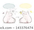 An illustration of a cat that goes from questioning to understanding and solving a problem. 143376474