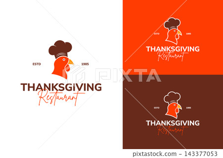 Turkey Chef Head Thanksgiving Restaurant Food Logo Turkey Chef Head Thanksgiving Restaurant Food Logo 143377053
