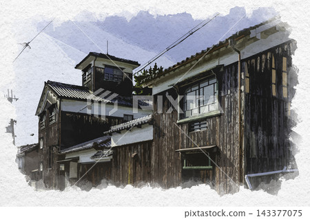 兵庫縣龍野市上川原附近,龍野城下町的水彩風格街景 兵庫縣龍野市上川原附近,龍野城下町的水彩風格街景 143377075