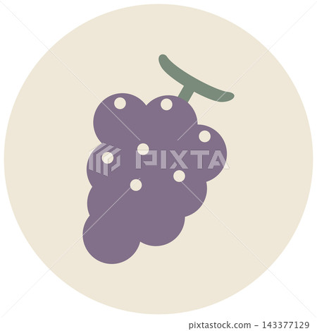 Colorful grape icon illustration with a circular background / Color, autumn flavor, fruit illustration material Colorful grape icon illustration with a circular background / Color, autumn flavor, fruit illustration material 143377129