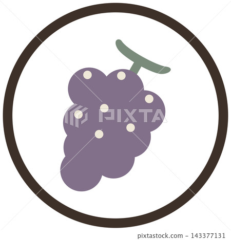 Colorful grape icon illustration in a circle / Color, autumn flavor, fruit illustration material Colorful grape icon illustration in a circle / Color, autumn flavor, fruit illustration material 143377131