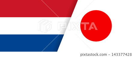Dutch and Japanese flag combination design: International exchange illustration material 143377428