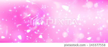 Dreamy pink pastel background, cute unicorn magic, glittering rainbow sparkles, gradient sky with stars, fantasy and shimmering princess-themed light effects. Vector illustration. 143377558
