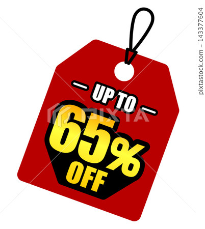最高可享65%折扣促銷標籤圖示 - 折扣活動宣傳品 最高可享65%折扣促銷標籤圖示 - 折扣活動宣傳品 143377604