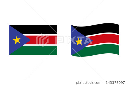 A set of illustrations of the South Sudanese flag. A set of illustrations of the South Sudanese flag. 143378097