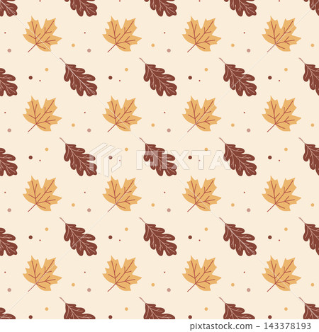 Seamless pattern with autumn leaves and dots. Repeating Pattern Background. 143378193