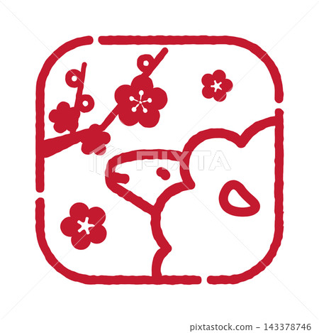 Sheep stamp-style illustration, square, transparent background Sheep stamp-style illustration, square, transparent background 143378746