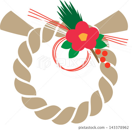New Year's decorations, Shimenawa (sacred rope) decoration illustration, vector. New Year's decorations, Shimenawa (sacred rope) decoration illustration, vector. 143378962