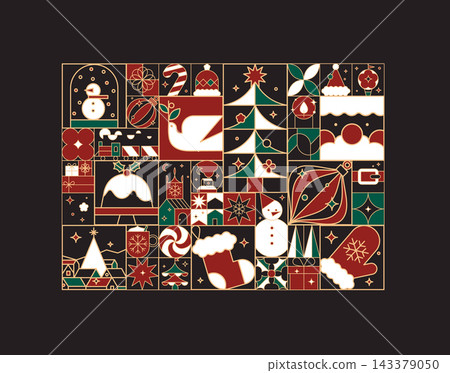 Christmas poster art deco black 143379050